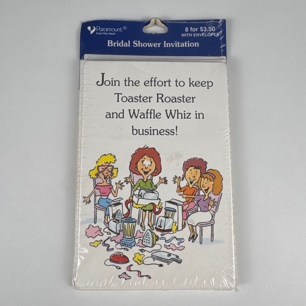 Vintage Paramount Bridal Shower Invitations 8 Pack Toaster Roaster‎ Waffle Whiz
